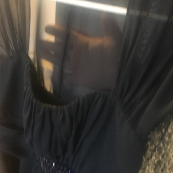 Evening Gown Navy Midi Sequins beads in front Dusk Collection by Sheila … - Picture 9 of 16